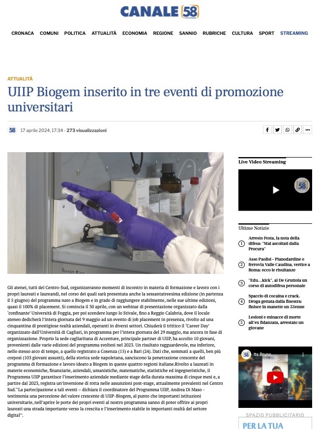 UIIP Biogem inserito in tre eventi di promozione universitari
